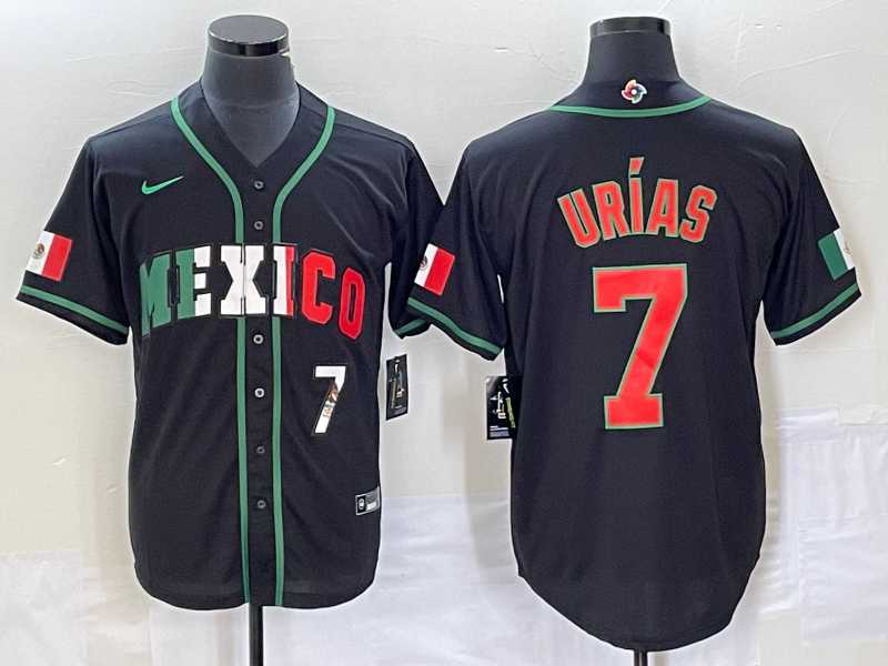 Mens Mexico Baseball #7 Julio Urias Number 2023 Black World Baseball Classic Stitched Jersey5